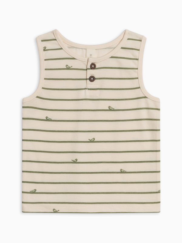 Niko Henley Tank Top - Bird Stripe / Fern