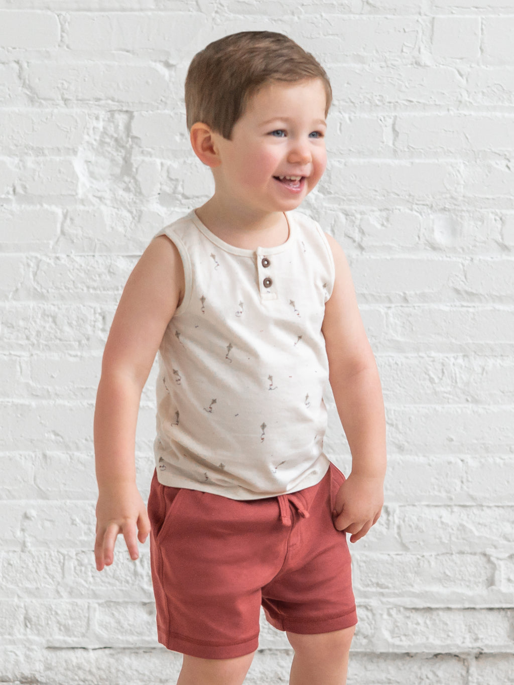 Niko Henley Tank Top - Kite / Dune + Barn Sale : Baby-Kids : Tops : Tanks Kendi PRE ORDER Niko Henley Tank Top - Kite / | Colored Organics®