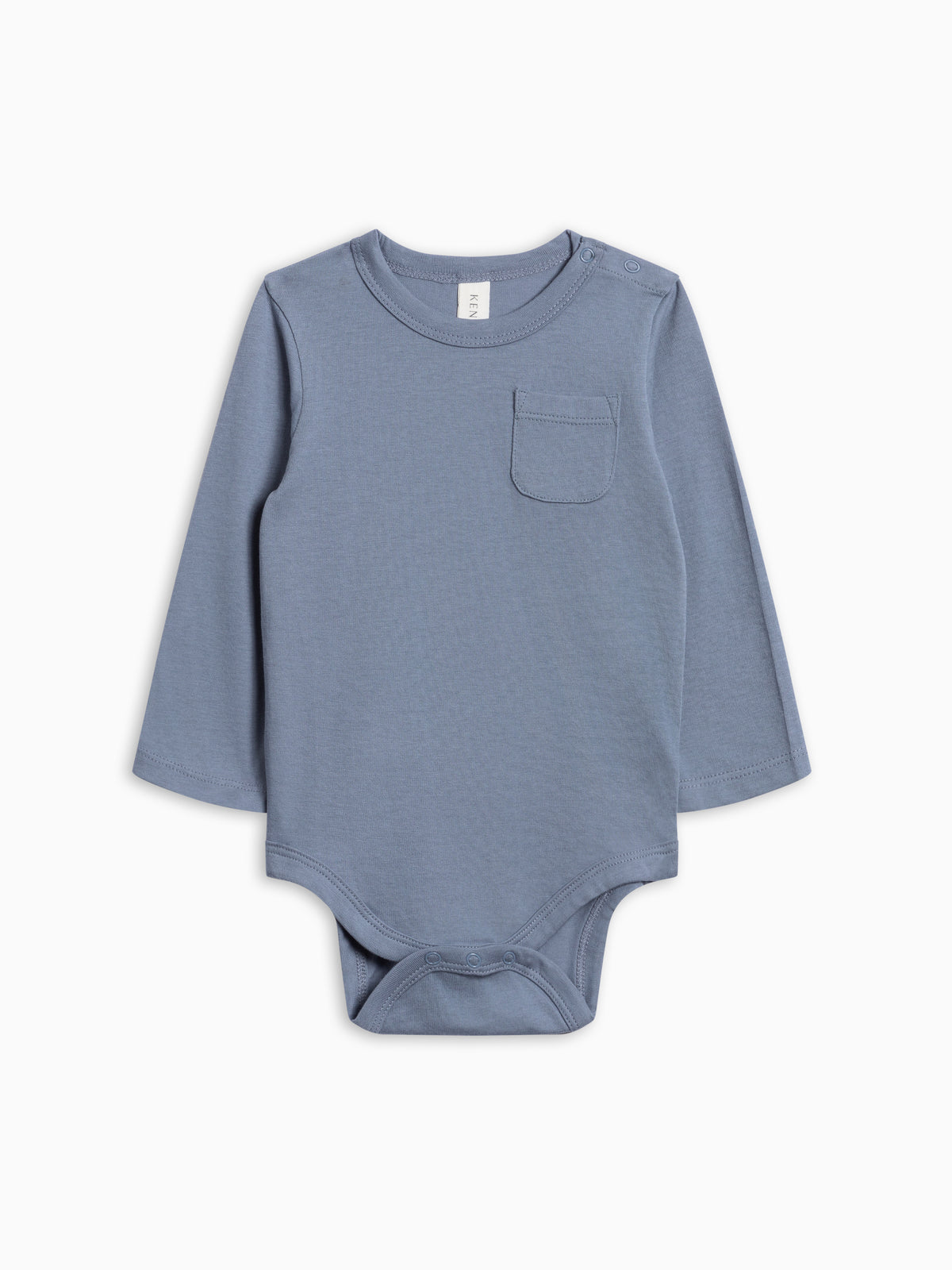 Wallen Long Sleeve Snap Shoulder Bodysuit - Bluen