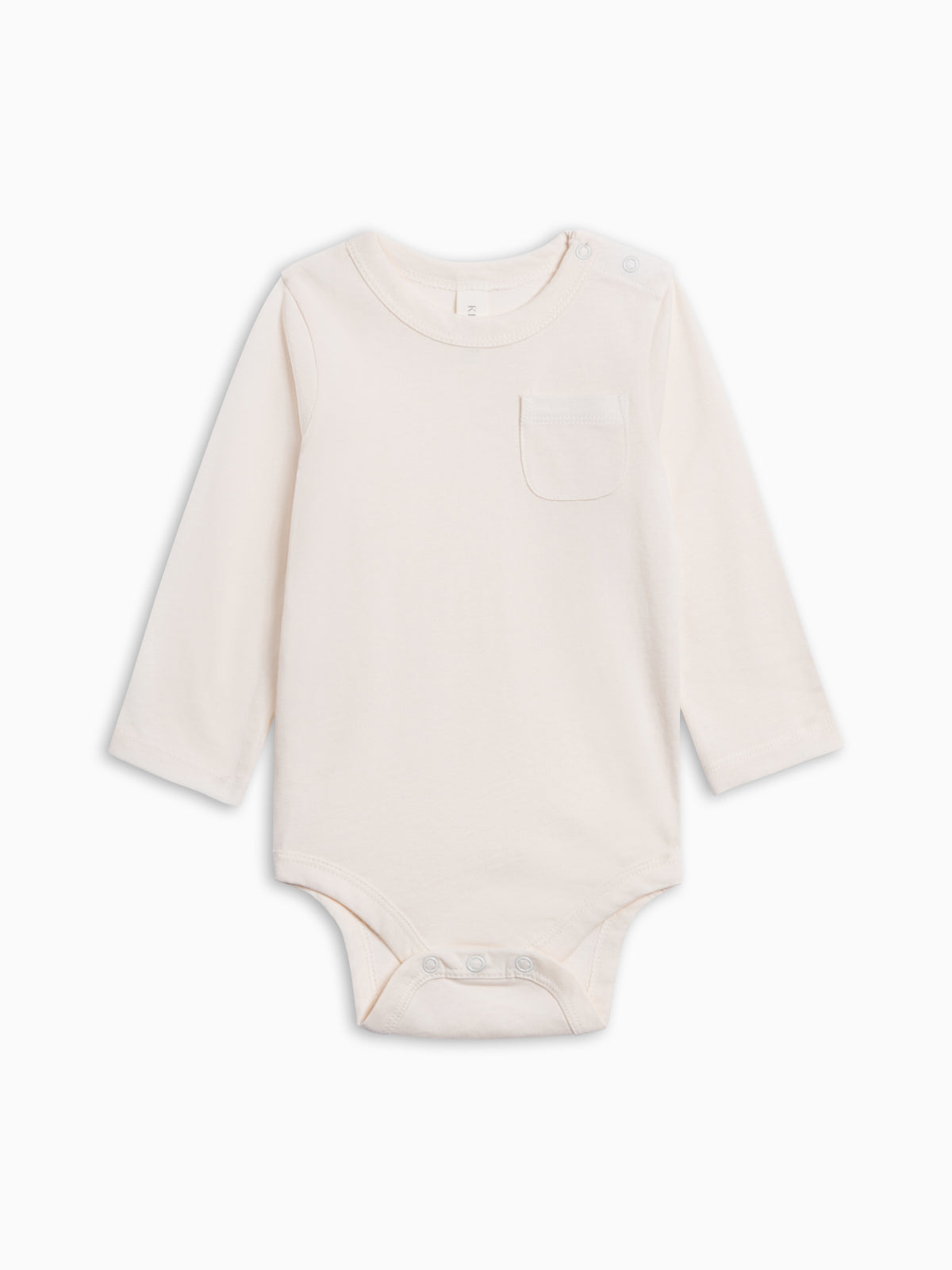Wallen Long Sleeve Snap Shoulder Bodysuit - Ivory Baby : One Pieces : Bodysuits : Long Sleeves KENDI by Colored Organics Wallen Long Sleeve Snap Shoulder | Colored Organics®