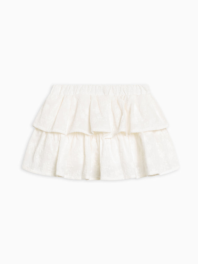 Naia Eyelet Ruffle Skirt Baby-Kids : Bottoms : Shorts Kendi Organic Cotton Baby and Kids Naia Eyelet Ruffle Skirt