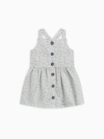 Paloma Linen Button Front Dress Baby-Kids : Tops : Dresses Kendi Organic Cotton Baby and Kids Paloma Linen Button Front Dress