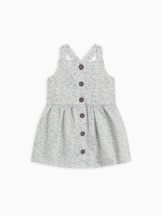 Paloma Linen Button Front Dress Baby-Kids : Tops : Dresses Kendi Organic Cotton Baby and Kids Paloma Linen Button Front Dress