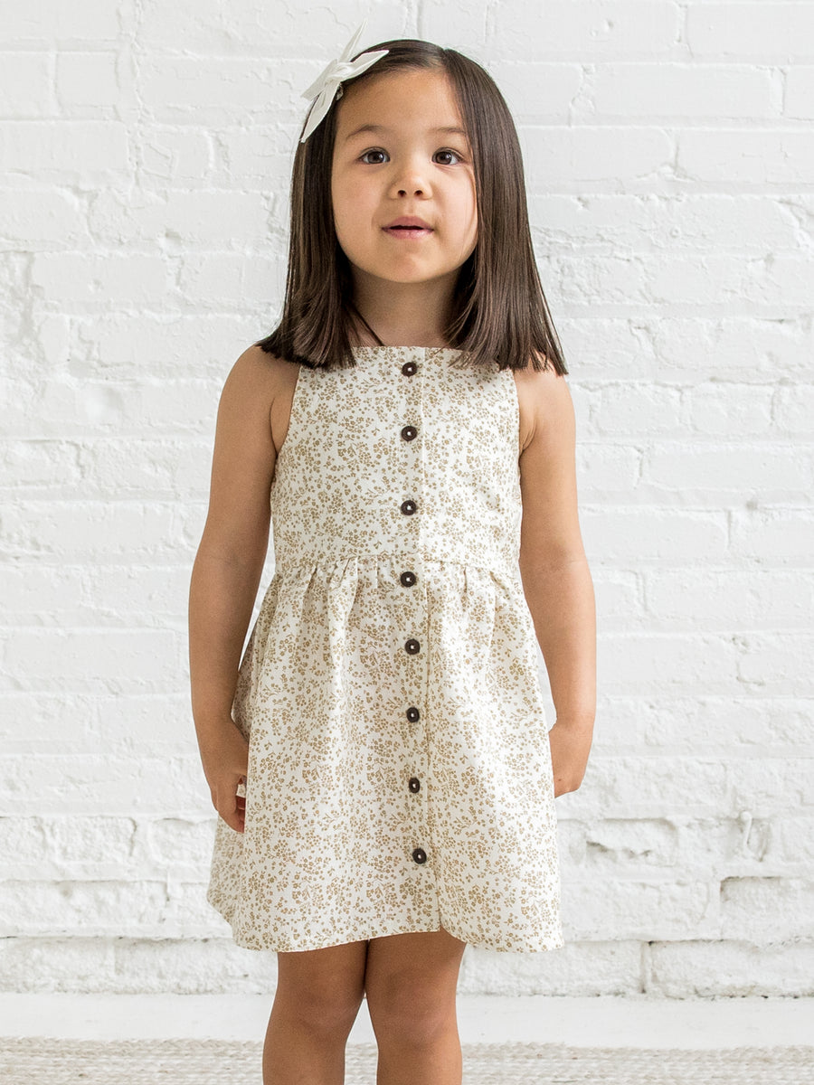 Paloma Linen Button Front Dress Baby-Kids : Tops : Dresses Kendi Organic Cotton Baby and Kids Paloma Linen Button Front Dress