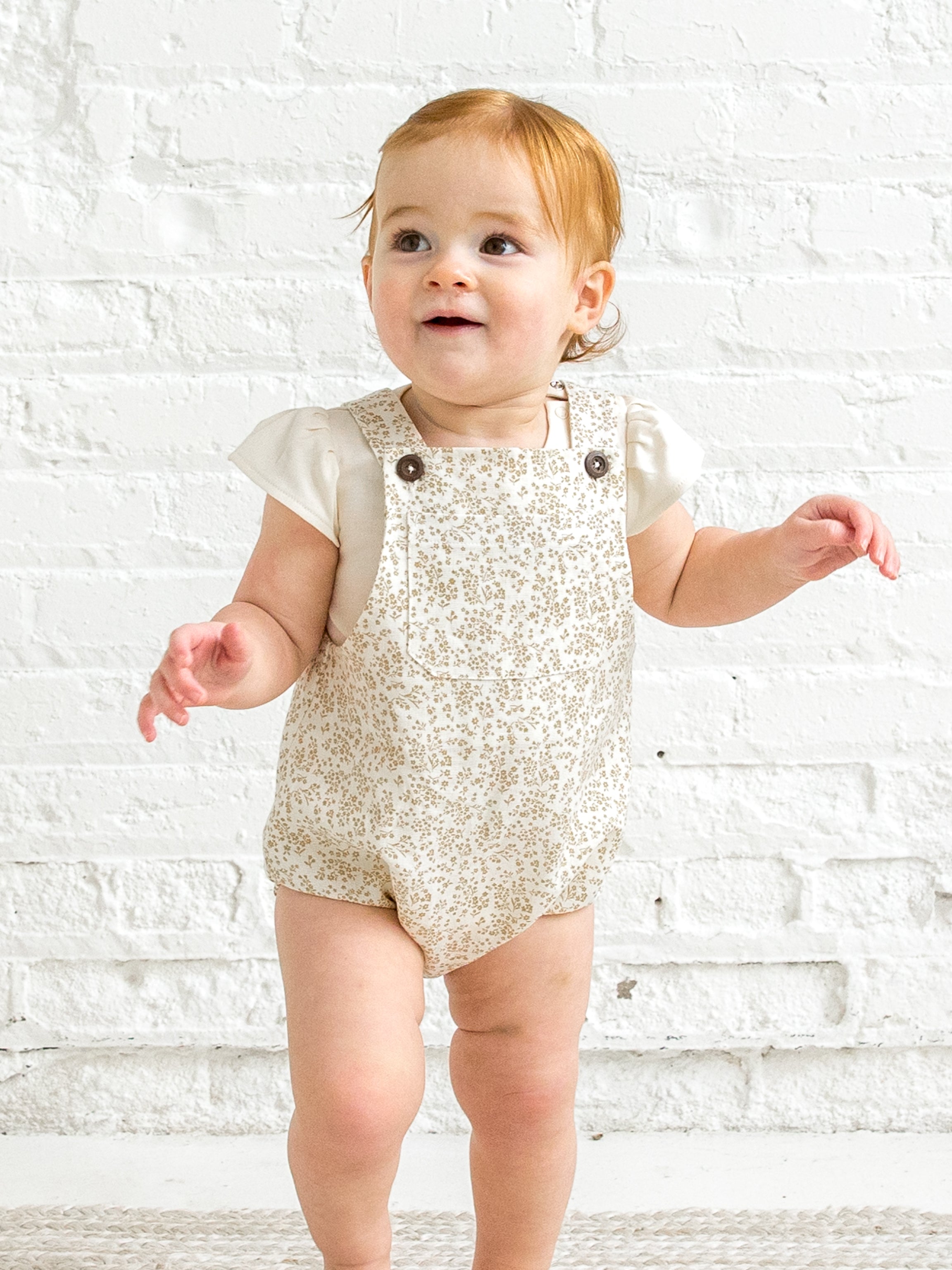 Organic Cotton Baby Alani Linen Bubble Overalls