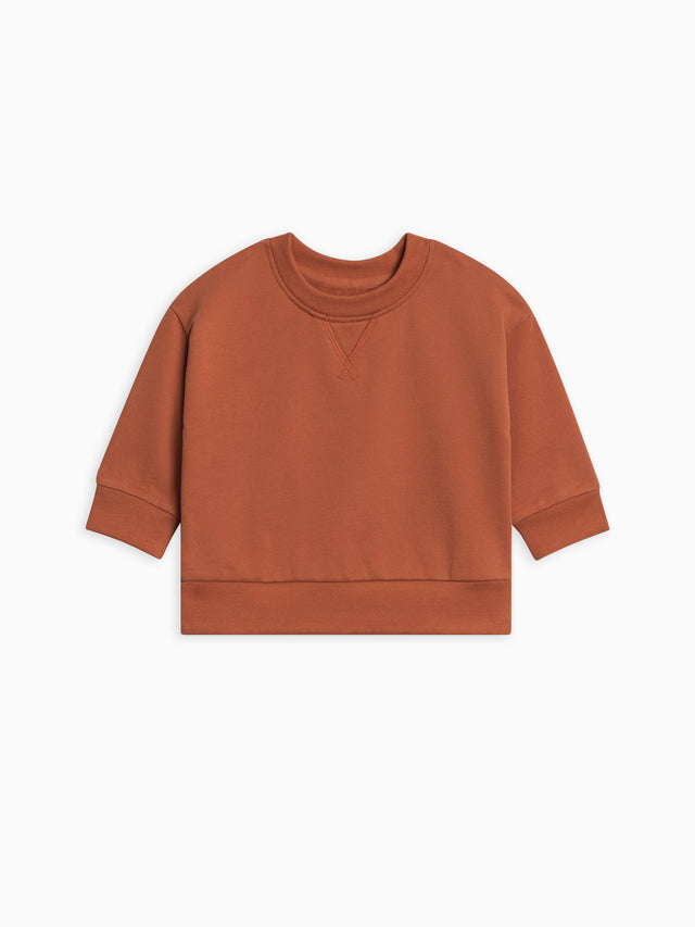 PRE ORDER Quinn French Terry Relaxed Pullover Sweatshirt Baby-Kids : Tops : Pullovers : Long Sleeves Kendi Organic Cotton Baby and Kids Quinn French Terry Relaxed Pullover Sweatshirt