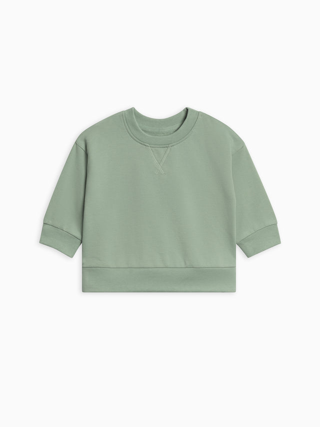 PRE ORDER Quinn French Terry Relaxed Pullover Sweatshirt Baby-Kids : Tops : Pullovers : Long Sleeves Kendi Organic Cotton Baby and Kids Quinn French Terry Relaxed Pullover Sweatshirt