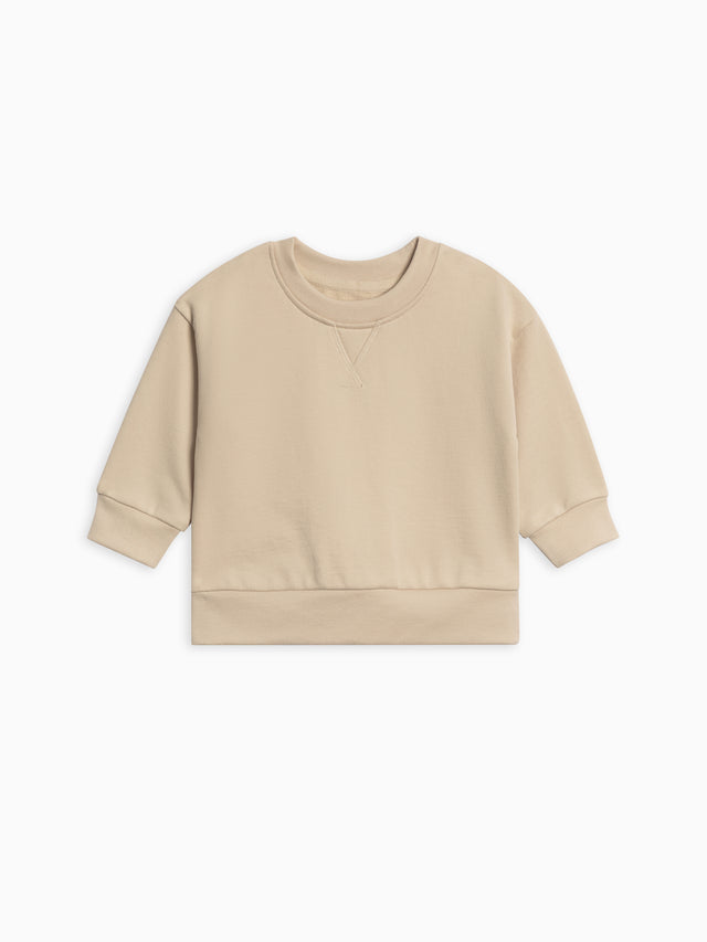 Quinn French Terry Relaxed Pullover Sweatshirt Baby-Kids :Tops :Pullovers :Long Sleeves Kendi Organic Cotton Baby and Kids Quinn French Terry Relaxed Pullover Sweatshirt
