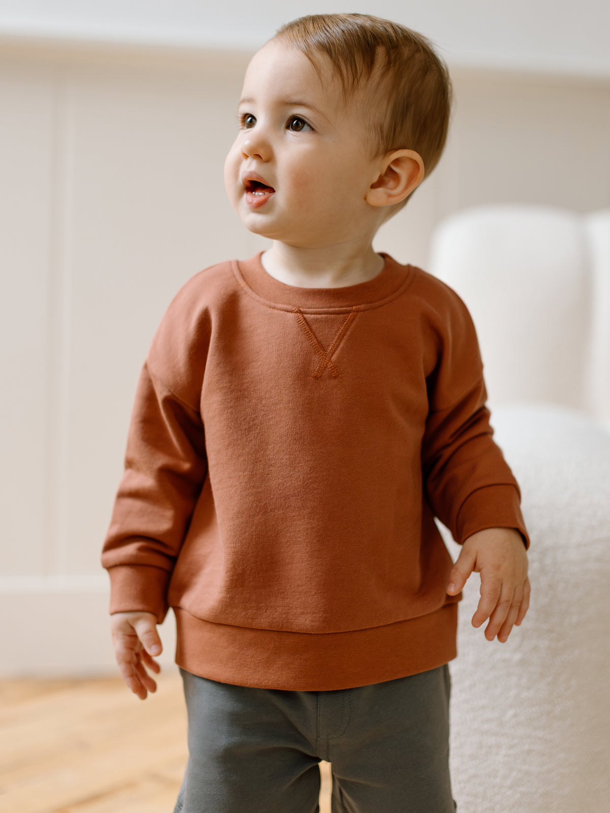 Quinn French Terry Relaxed Pullover Sweatshirt Baby-Kids : Tops : Pullovers : Long Sleeves KENDI by Colored Organics Quinn French Terry Relaxed Pullover | Colored Organics®