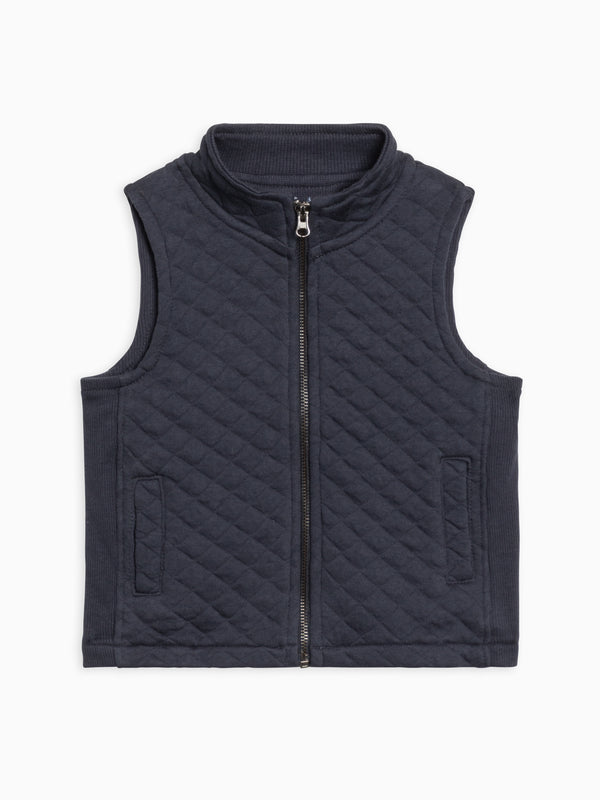 Hudson Quilted Jacquard Zip Up Vest Sale : Baby-Kids : Tops : Tops : Outerwear Kendi Organic Cotton Baby and Kids Hudson Quilted Jacquard Zip Up Vest
