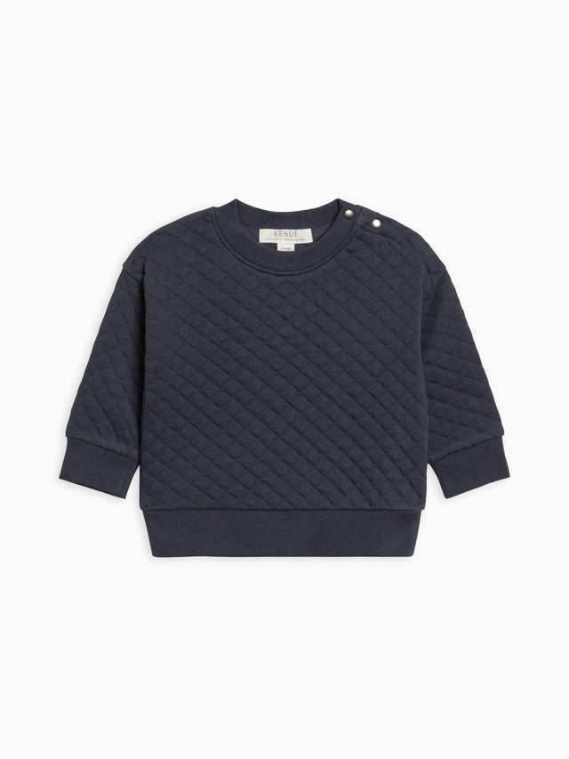 Sutton Quilted Jacquard Pullover Baby : Tops : Long Sleeve : Pullovers Kendi Organic Cotton Baby and Kids Sutton Quilted Jacquard Pullover