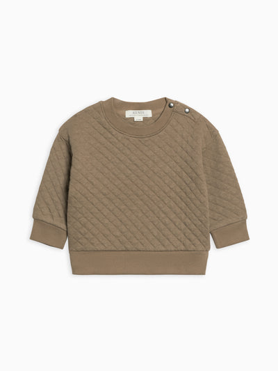 Sutton Quilted Jacquard Pullover Sale : Baby : Tops : Long Sleeve : Pullovers Kendi Organic Cotton Baby and Kids Sutton Quilted Jacquard Pullover