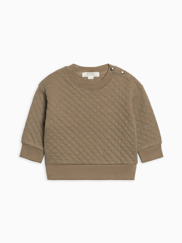 Sutton Quilted Jacquard Pullover Sale : Baby : Tops : Long Sleeve : Pullovers Kendi Organic Cotton Baby and Kids Sutton Quilted Jacquard Pullover