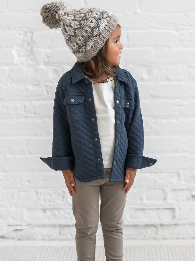 Liam Quilted Jacquard Collared Shirt Sale :Baby-Kids :Tops :Shirts :Long Sleeves Kendi Organic Cotton Baby and Kids Liam Quilted Jacquard Collard Shirt