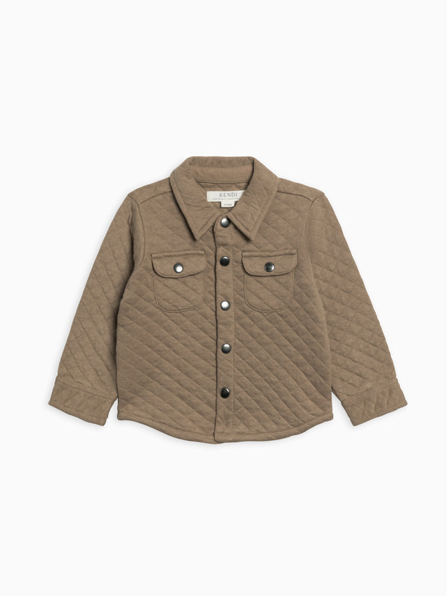 Liam Quilted Jacquard Collared Shirt Sale : Baby-Kids : Tops : Shirts : Long Sleeves Kendi Organic Cotton Baby and Kids Liam Quilted Jacquard Collard Shirt