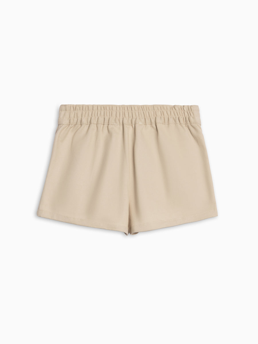 Leona Twill Pleat Shorts - Dune Baby-Kids : Bottoms : Shorts Kendi Leona Twill Pleat Shorts - Dune for Baby | Colored Organics®