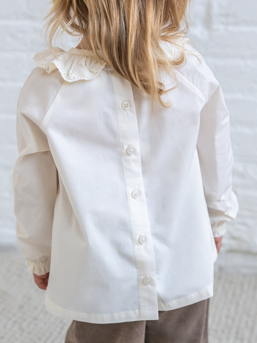 Shirley Poplin Ruffle Collar Shirt - Ivory