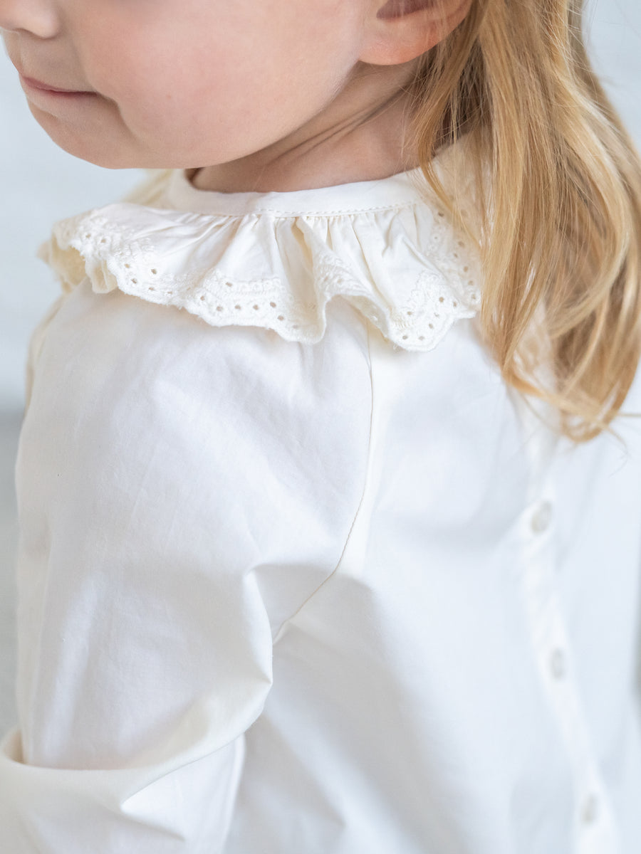 Shirley Poplin Ruffle Collar Shirt - Ivory