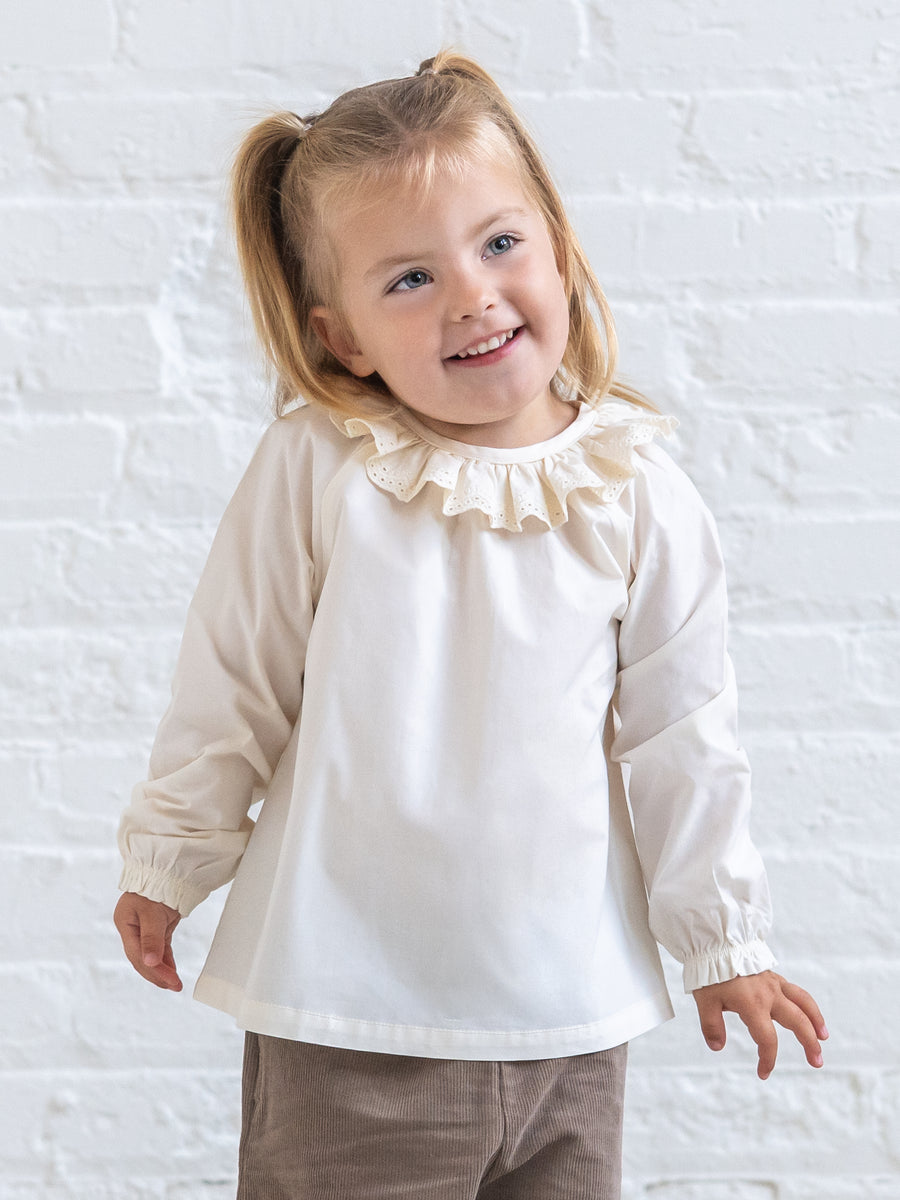 Shirley Poplin Ruffle Collar Shirt - Ivory