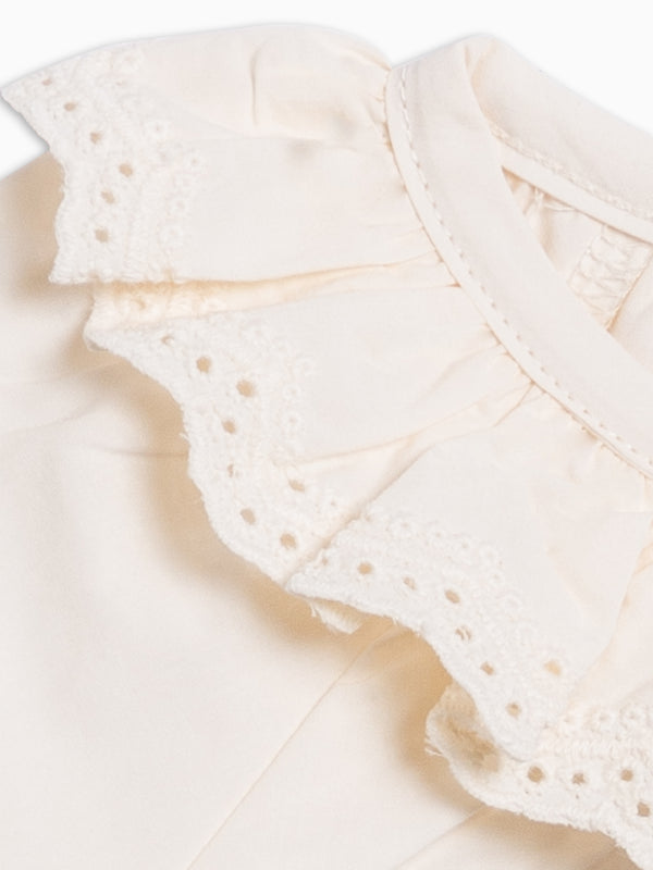 Shirley Poplin Ruffle Collar Shirt - Ivory Kids : Tops : Shirts : Long Sleeves KENDI by Colored Organics Baby Shirley Poplin Ruffle Collar Shirt | Colored Organics®