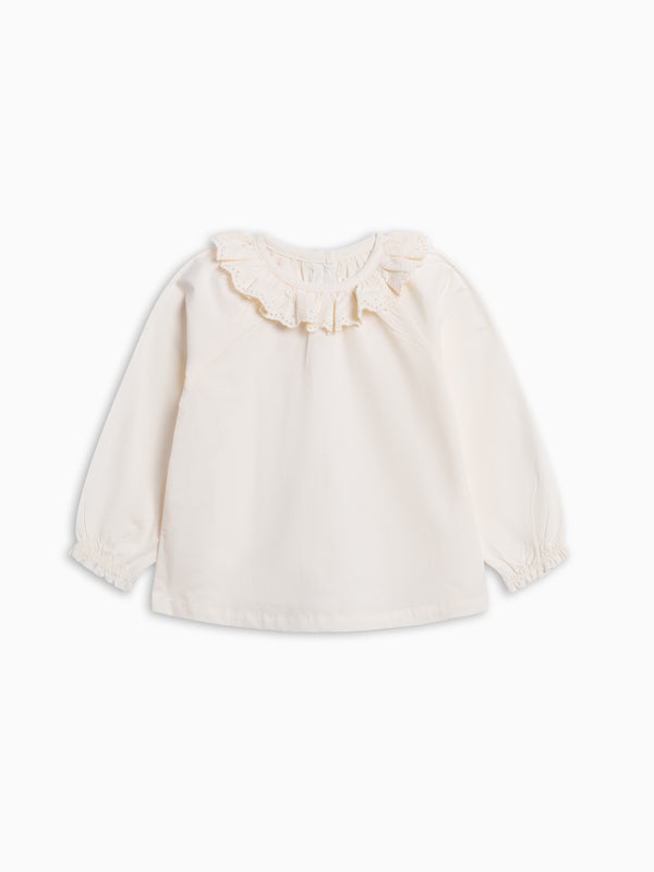 Shirley Poplin Ruffle Collar Shirt - Ivory Kids : Tops : Shirts : Long Sleeves KENDI by Colored Organics Baby Shirley Poplin Ruffle Collar Shirt | Colored Organics®