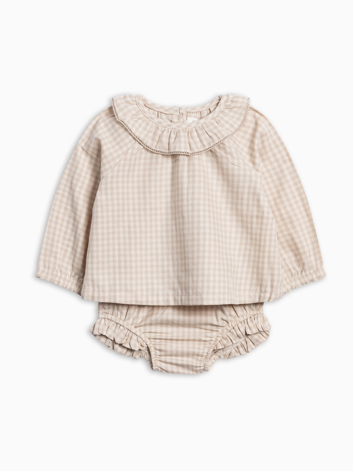 Dorothy Poplin Ruffle Collar Shirt and Bloomer Set - Snowbound