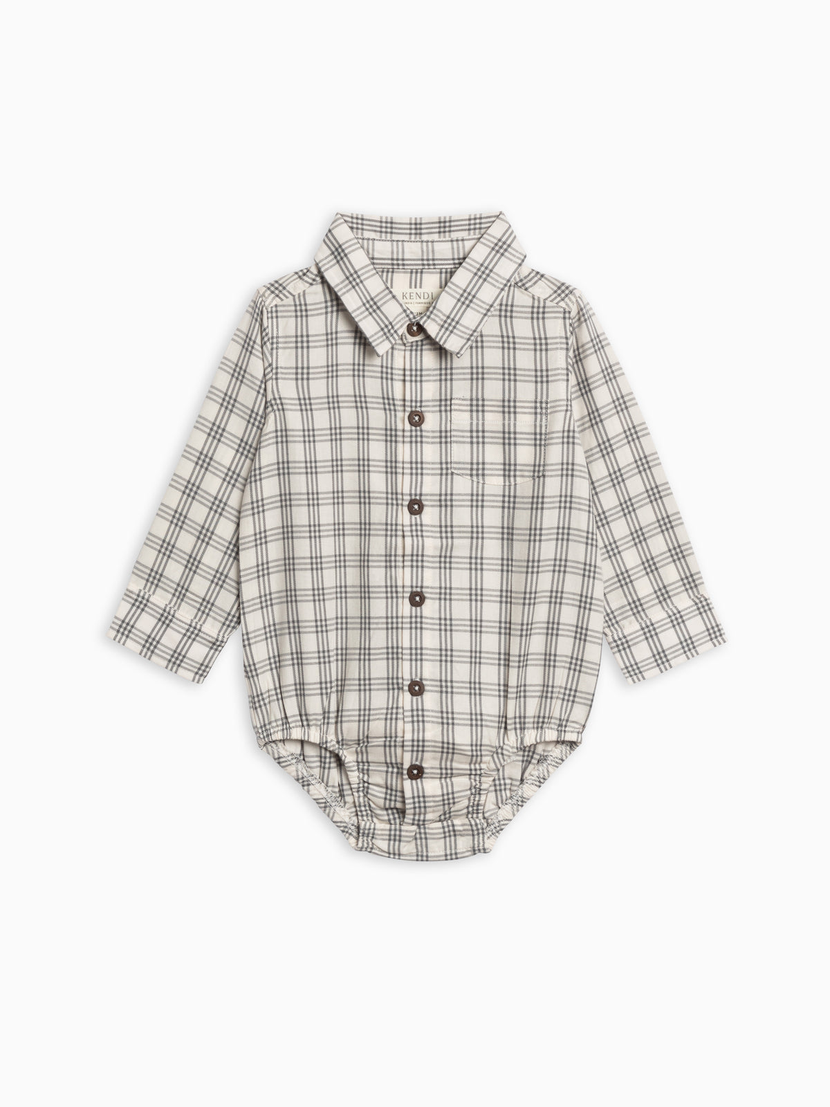 Theo Poplin Collar Bodysuit Baby : One Pieces : Bodysuits : Long Sleeves Kendi Organic Cotton Baby Theo Poplin Collar | Colored Organics®