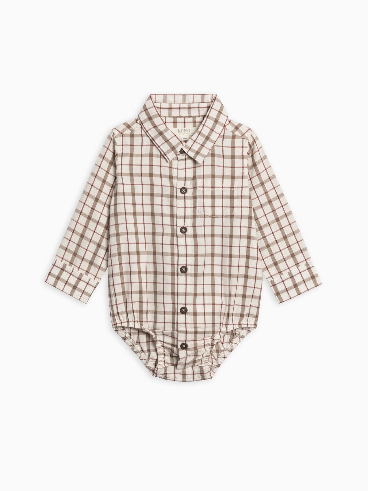 Theo Poplin Collar Bodysuit Baby : One Pieces : Bodysuits : Long Sleeves Kendi Organic Cotton Baby Theo Poplin Collar | Colored Organics®