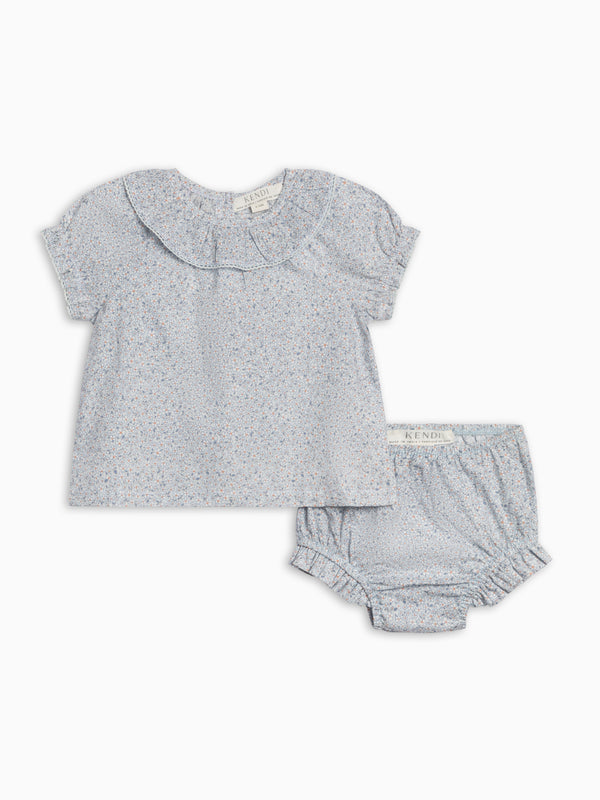 Bess Poplin Ruffle Collar Shirt and Bloomer Set Baby : Set : Bottoms : Shorts : Tops : Long Sleeves Kendi Bess Poplin Ruffle Collar Shirt and | Colored Organics®