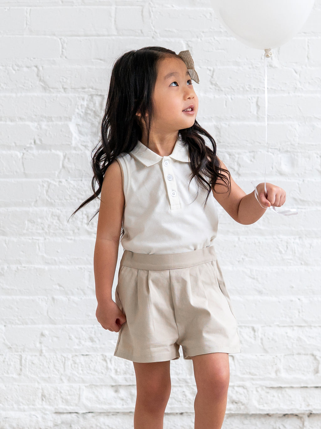 Annika Piqué Polo Tank - Coconut Baby-Kids : Tops : Shirts : Tanks KENDI by Colored Organics Baby Annika Piqué Polo Tank - Coconut | Colored Organics®