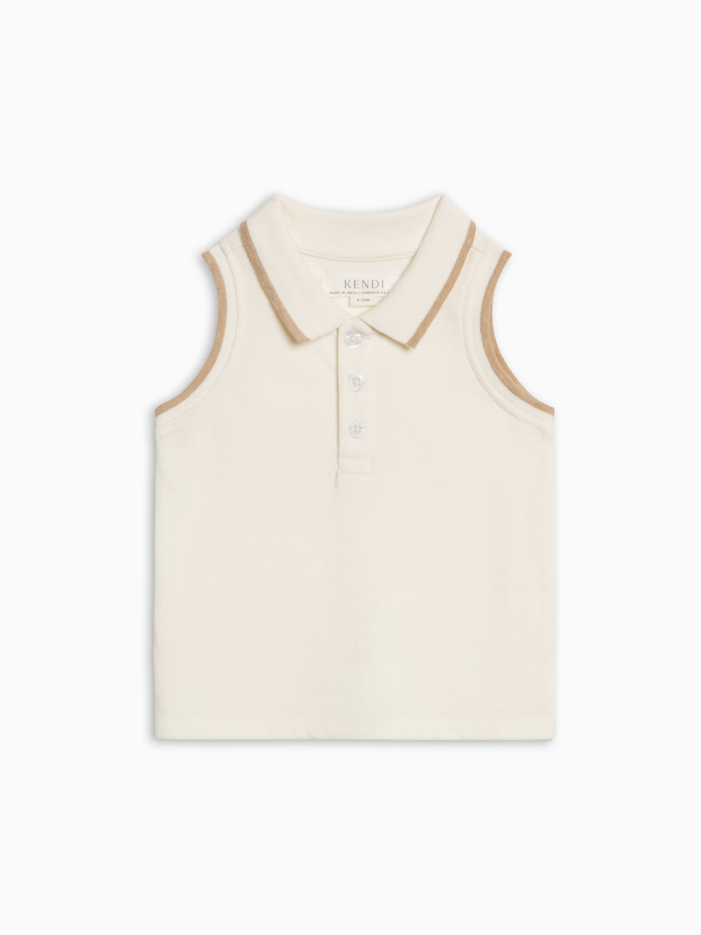 Annika Piqué Polo Tank - Coconut Baby-Kids : Tops : Shirts : Tanks KENDI by Colored Organics Baby Annika Piqué Polo Tank - Coconut | Colored Organics®
