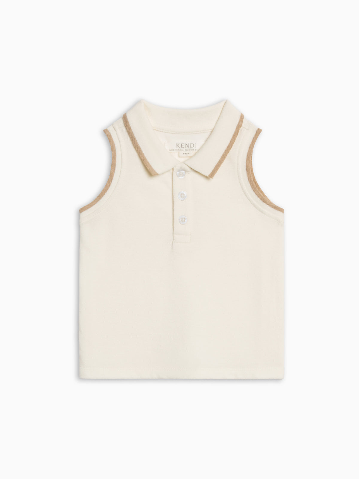 Annika Piqué Polo Tank - Coconut Baby-Kids : Tops : Shirts : Tanks KENDI by Colored Organics Baby Annika Piqué Polo Tank - Coconut | Colored Organics®