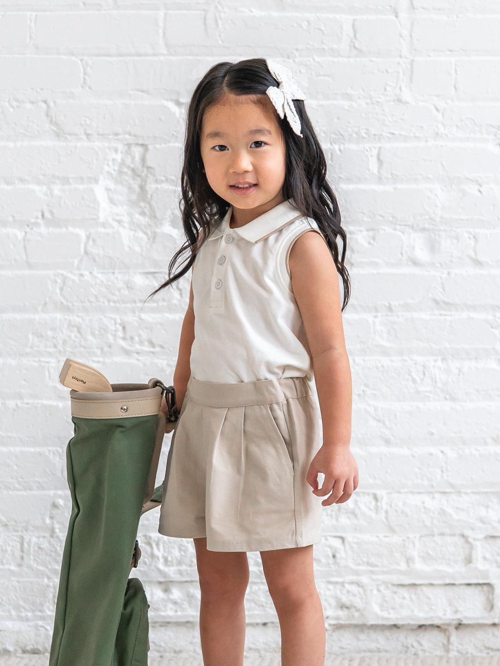 Annika Piqué Polo Tank - Coconut Baby-Kids : Tops : Shirts : Tanks KENDI by Colored Organics Baby Annika Piqué Polo Tank - Coconut | Colored Organics®