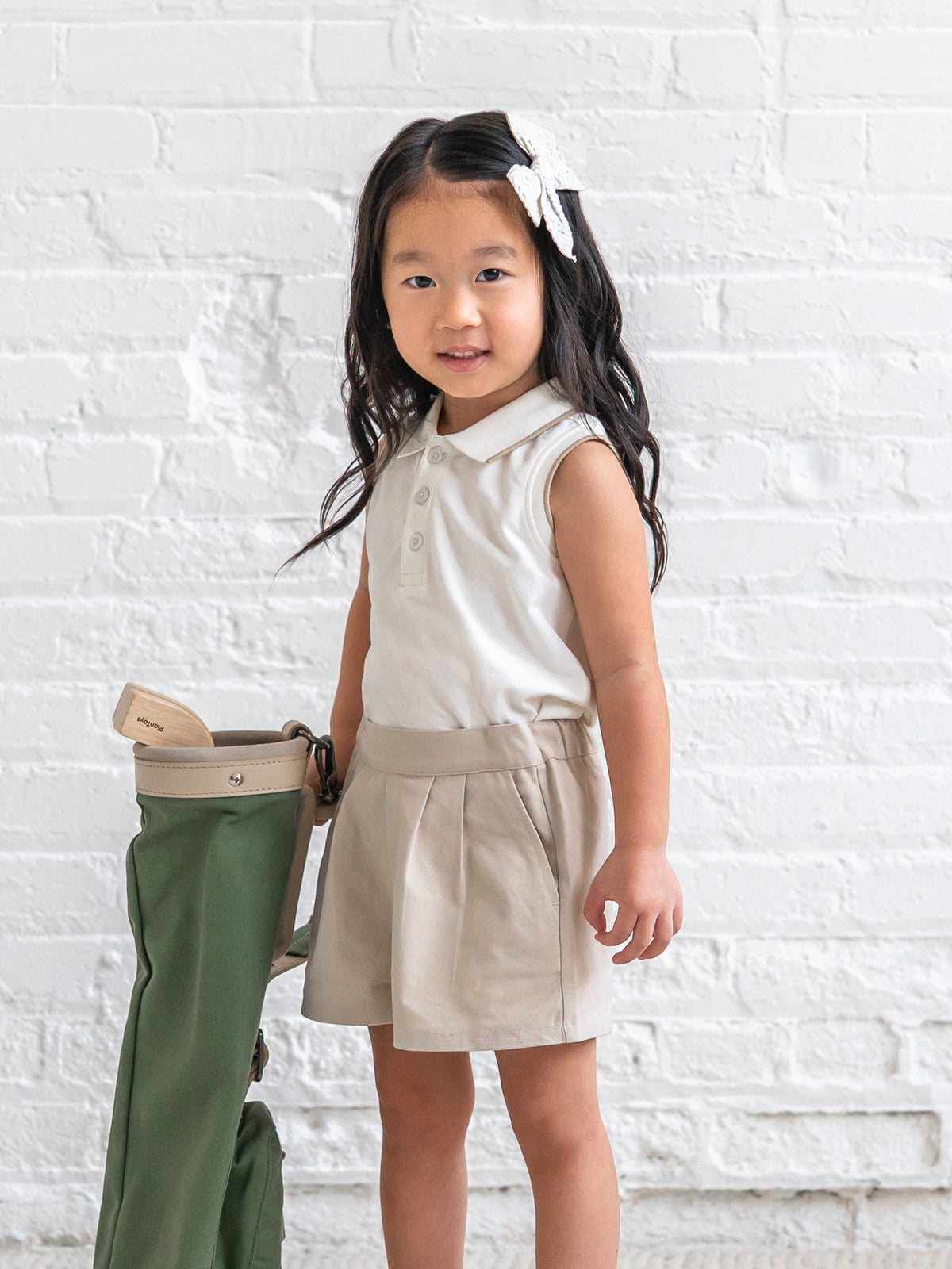 Annika Piqué Polo Tank - Coconut Baby-Kids : Tops : Shirts : Tanks KENDI by Colored Organics Baby Annika Piqué Polo Tank - Coconut | Colored Organics®