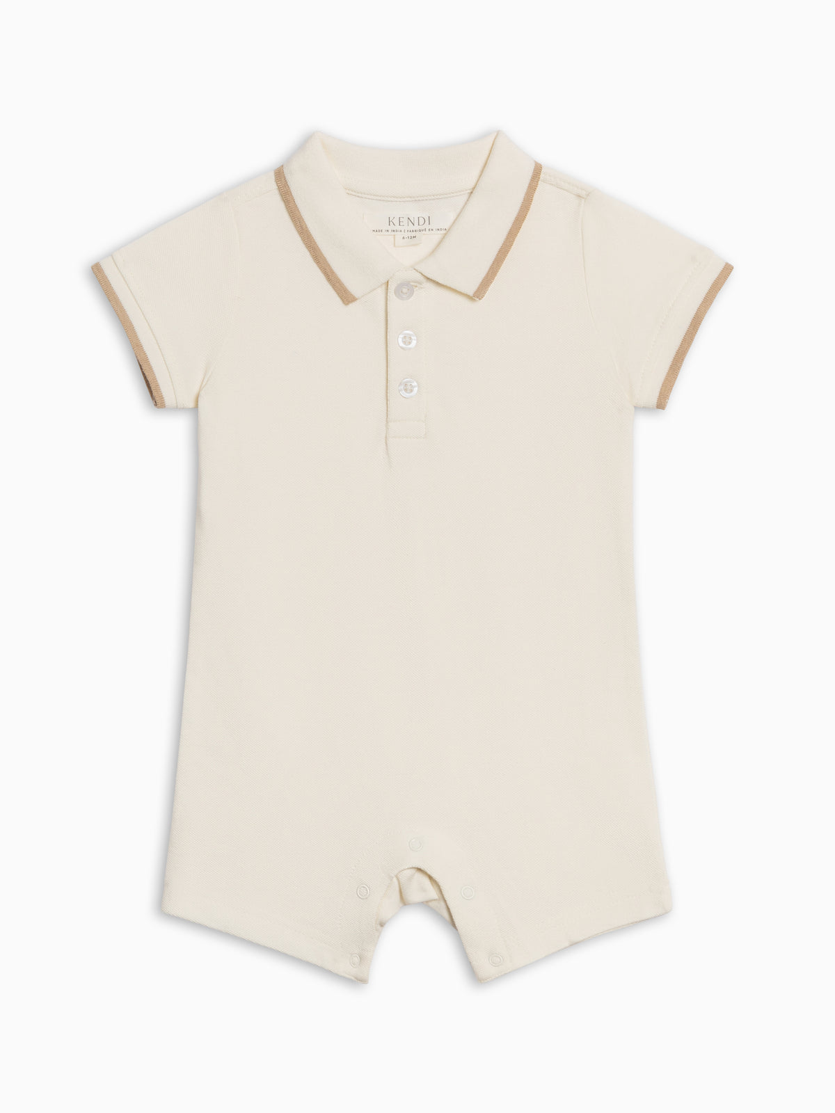 Walter Piqué Polo Romper - Coconut Baby : One Pieces : Rompers : Short Sleeves KENDI by Colored Organics Baby Walter Piqué Polo Romper - Coconut | Colored Organics®