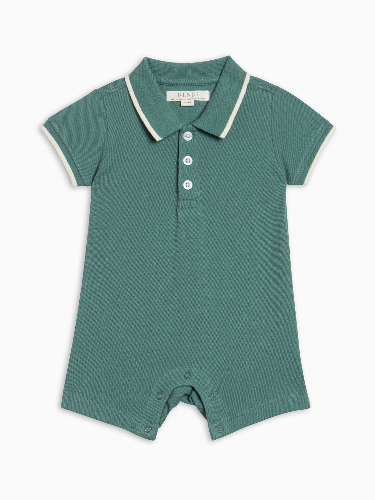Walter Polo Romper  Kendi Walter Piqué Polo Romper (Organic) | Colored Organics®