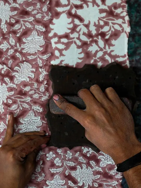 Block Printed Blush Vanity Bag