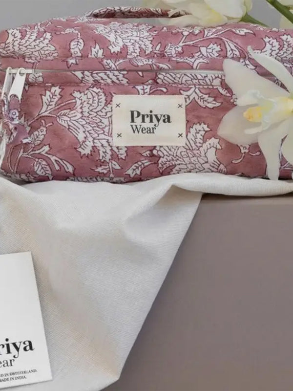 Block Printed Blush Vanity Bag