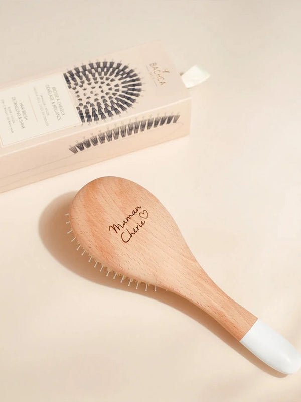 Gloss and Detangling Hair Brush Women : Accessories Bachca Non-Toxic Wooden Baby Hair Brush Set | Colored Organics®
