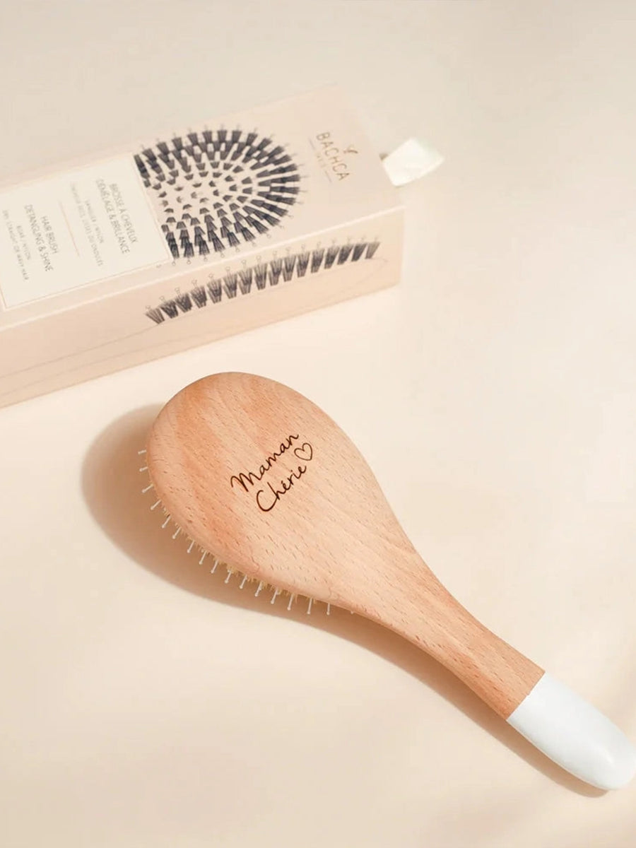 Gloss and Detangling Hair Brush Women : Accessories Bachca Non-Toxic Wooden Baby Hair Brush Set | Colored Organics®