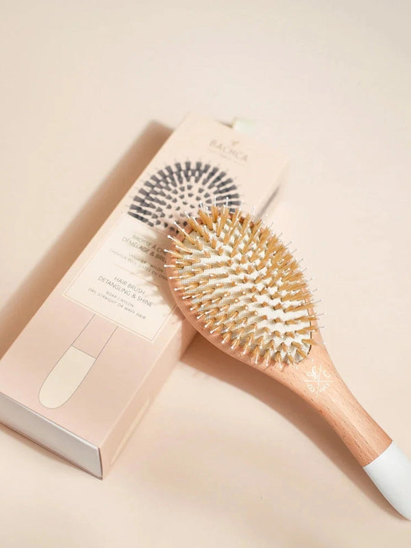 Gloss and Detangling Hair Brush Women : Accessories Bachca Non-Toxic Wooden Baby Hair Brush Set | Colored Organics®