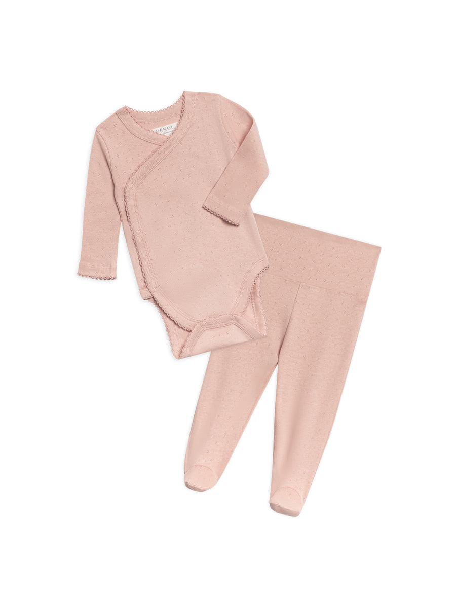 Organic Cotton Pointelle Infant Kimono Bodysuit and Footed Pant Set