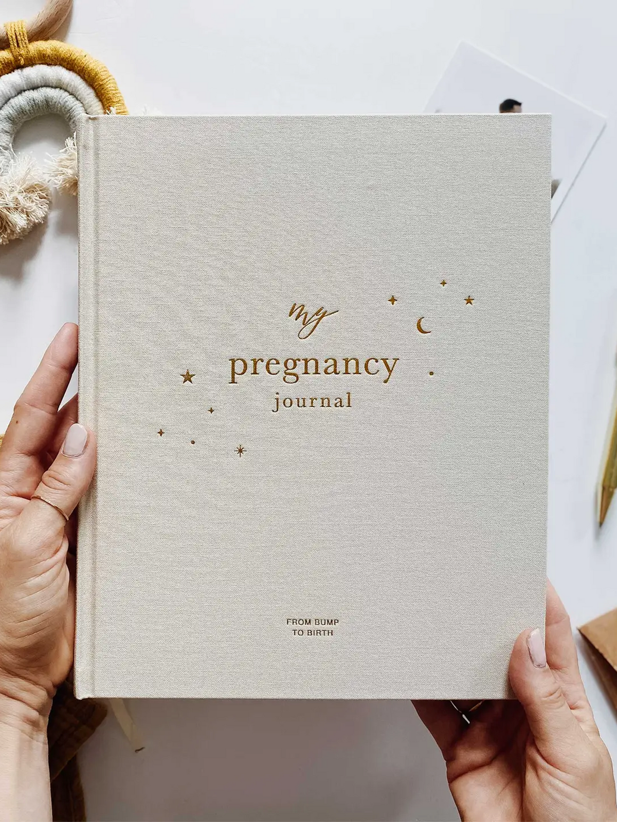 Pregnancy Journal Nursery : Memory Books Blush and Gold Pregnancy Journal Bump-to-Birth Keepsake | Colored Organics®