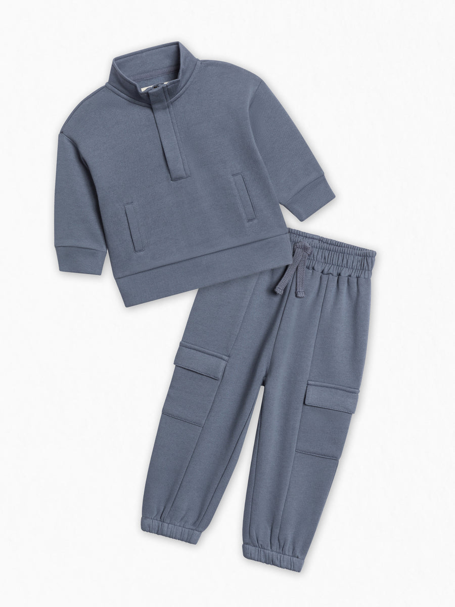 Organic 2 Piece Fleece Half Zip and Pant Set