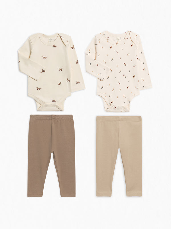 4-Piece Baby Bodysuit and Leggings Bundle