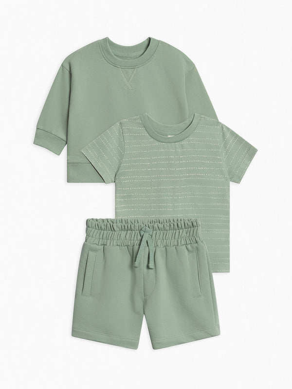 Organic 3 Piece French Terry Summer Bundle Baby-Kids : Virtual Bundle Colored Organics Organic Cotton Baby & Kids Spring Layers Bundle