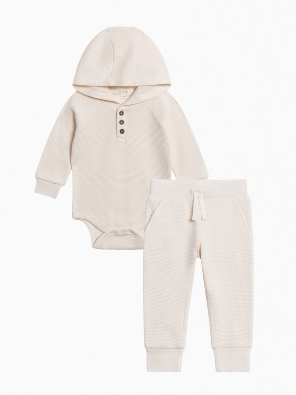 Organic Boy Waffle Bodysuit Set