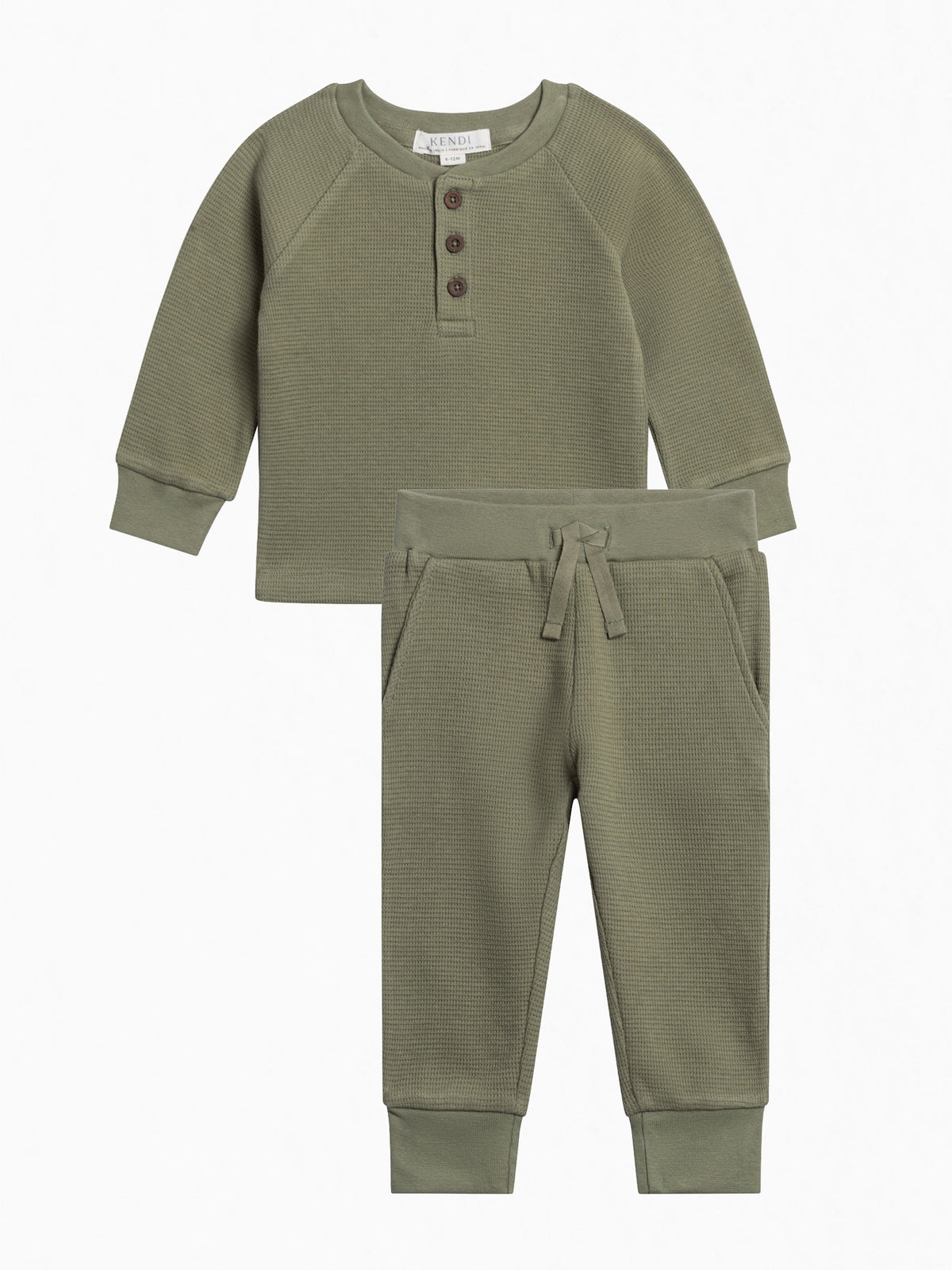 Organic Boy Fall Henley Waffle Set Baby-Kids : Virtual Set KENDI by Colored Organics Organic Waffle Summer Set for Baby | Colored Organics®