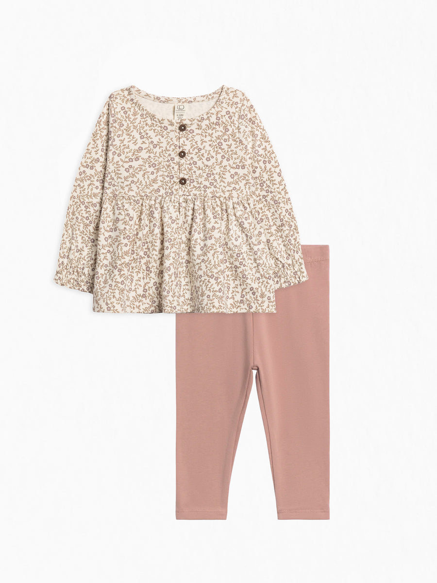 Organic 2 Piece Girls Autumn Top and Legging Set