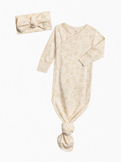 Organic Kimono Gown and Bow Wrap Set Baby : Virtual Set Colored Organics 